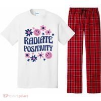 Radiate Positivity Retro Smiley Floral Quote Pajama Set thumb 0