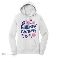 Radiate Positivity Retro Smiley Floral Quote Women's Hoodie thumb 0
