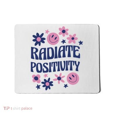 Radiate Positivity Retro Smiley Floral Quote Mousepad