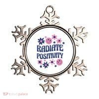 Radiate Positivity Retro Smiley Floral Quote Ornament thumb 0