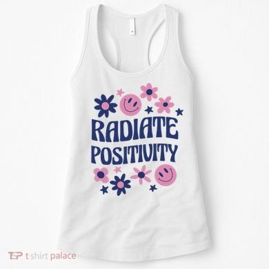 Radiate Positivity Retro Smiley Floral Quote Women's Tank Top