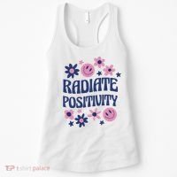Radiate Positivity Retro Smiley Floral Quote Women's Tank Top thumb 0