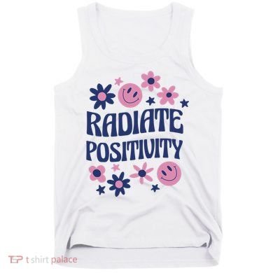 Radiate Positivity Retro Smiley Floral Quote Tank Top