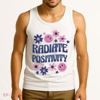 Radiate Positivity Retro Smiley Floral Quote Tank Top thumb 3