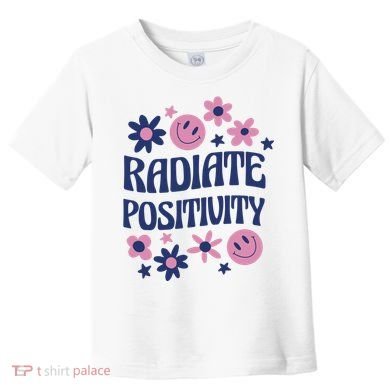 Radiate Positivity Retro Smiley Floral Quote Toddler T-Shirt