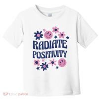 Radiate Positivity Retro Smiley Floral Quote Toddler T-Shirt thumb 0