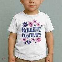 Radiate Positivity Retro Smiley Floral Quote Toddler T-Shirt thumb 2