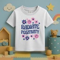 Radiate Positivity Retro Smiley Floral Quote Toddler T-Shirt thumb 3