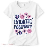 Radiate Positivity Retro Smiley Floral Quote Women's T-Shirt thumb 0