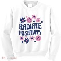 Radiate Positivity Retro Smiley Floral Quote Kids Sweatshirt thumb 0