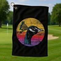 Retro Peacock Golf Towel thumb 1