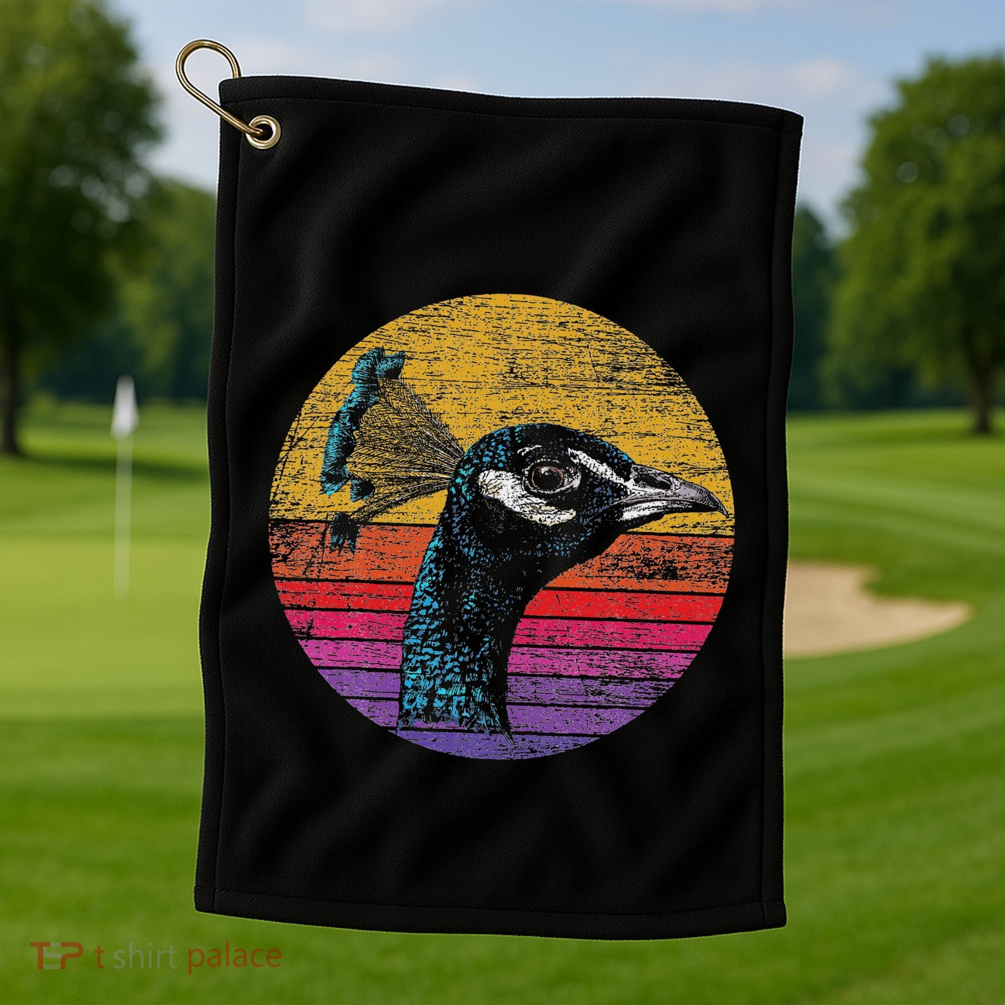 Retro Peacock Golf Towel