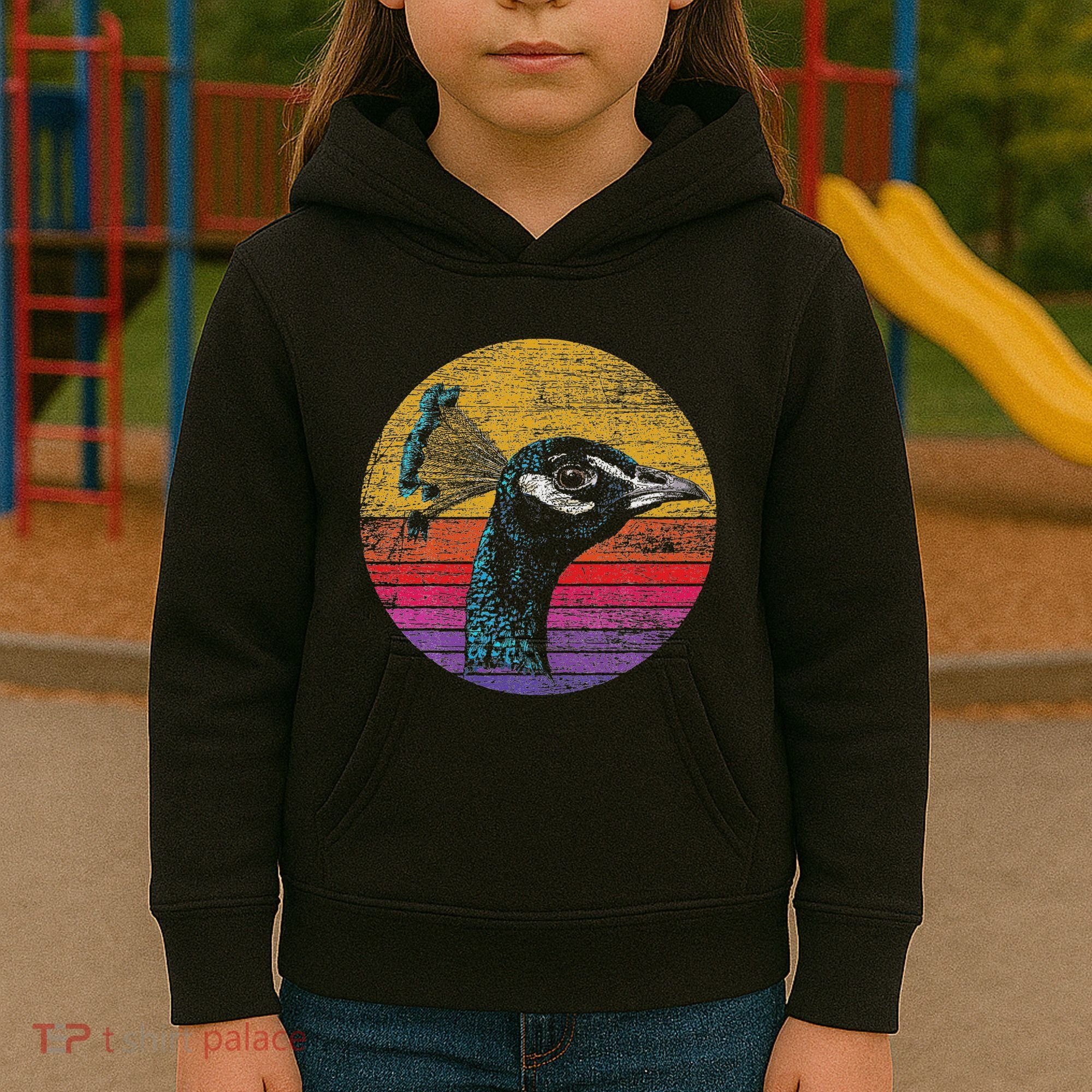 Retro Peacock Kids Hoodie