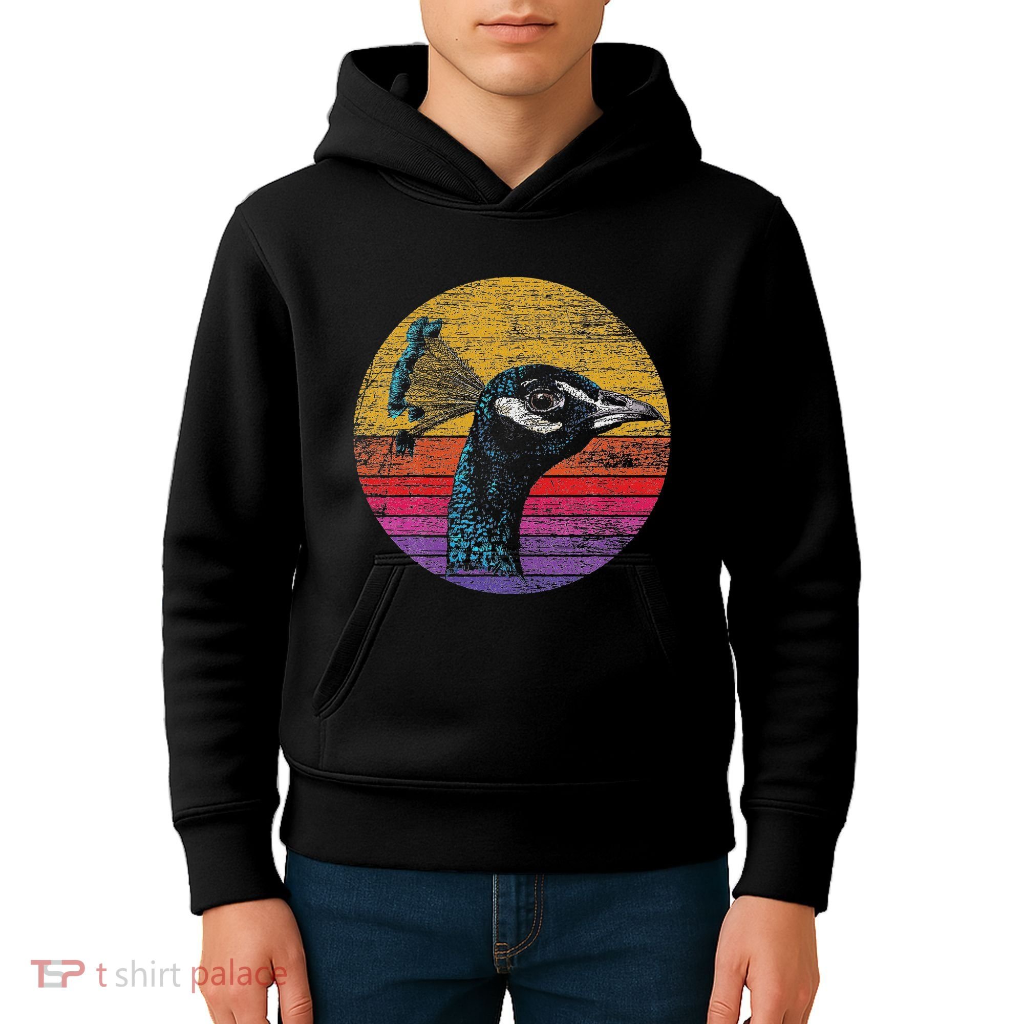 Retro Peacock Kids Hoodie