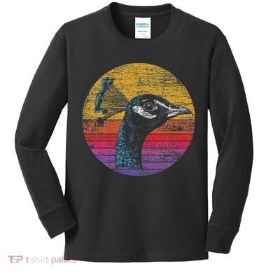 Retro Peacock Kids Long Sleeve Shirt