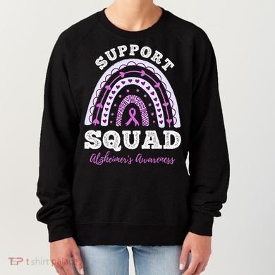 Rainbow Purple Ribbon Support Squad AlzheimerS Women's Sweatshirt
