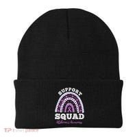 Rainbow Purple Ribbon Support Squad AlzheimerS Beanie thumb 0
