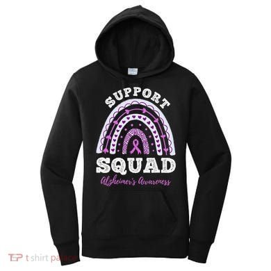 Rainbow Purple Ribbon Support Squad AlzheimerS Women's Hoodie