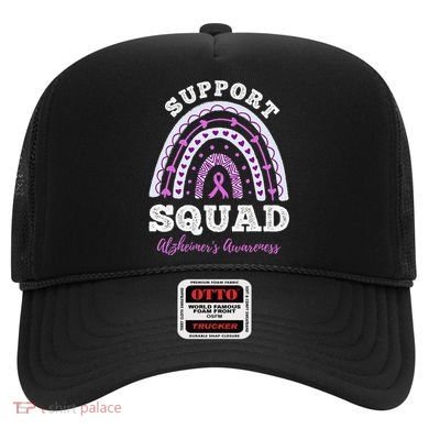 Rainbow Purple Ribbon Support Squad AlzheimerS Hat