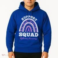 Rainbow Purple Ribbon Support Squad AlzheimerS Hoodie thumb 2