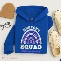 Rainbow Purple Ribbon Support Squad AlzheimerS Hoodie thumb 4