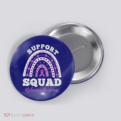 Rainbow Purple Ribbon Support Squad AlzheimerS Button
