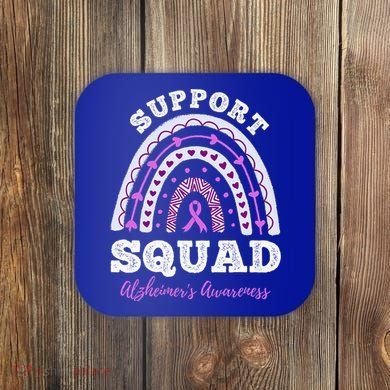 Rainbow Purple Ribbon Support Squad AlzheimerS Coaster