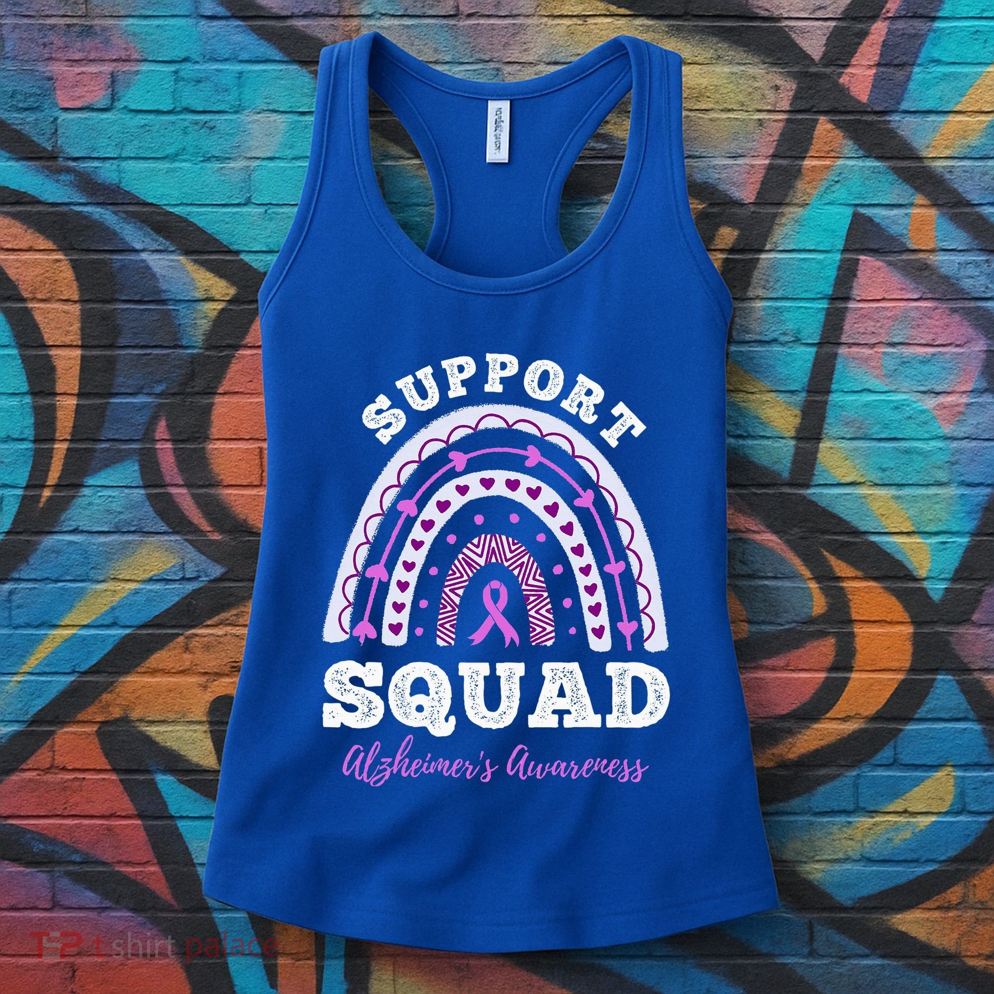 Rainbow Purple Ribbon Support Squad AlzheimerS Women's Tank Top