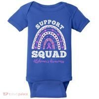 Rainbow Purple Ribbon Support Squad AlzheimerS Baby Bodysuit thumb 0