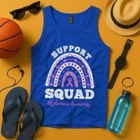 Rainbow Purple Ribbon Support Squad AlzheimerS Tank Top thumb 4
