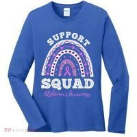 Rainbow Purple Ribbon Support Squad AlzheimerS Women's Long Sleeve Shirt thumb 0
