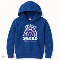 Rainbow Purple Ribbon Support Squad AlzheimerS Kids Hoodie thumb 0