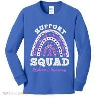Rainbow Purple Ribbon Support Squad AlzheimerS Kids Long Sleeve Shirt thumb 0