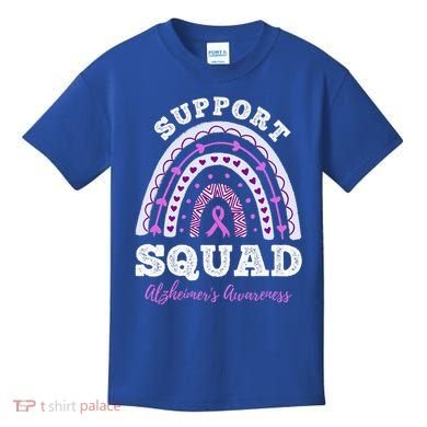 Rainbow Purple Ribbon Support Squad AlzheimerS Kids T-Shirt
