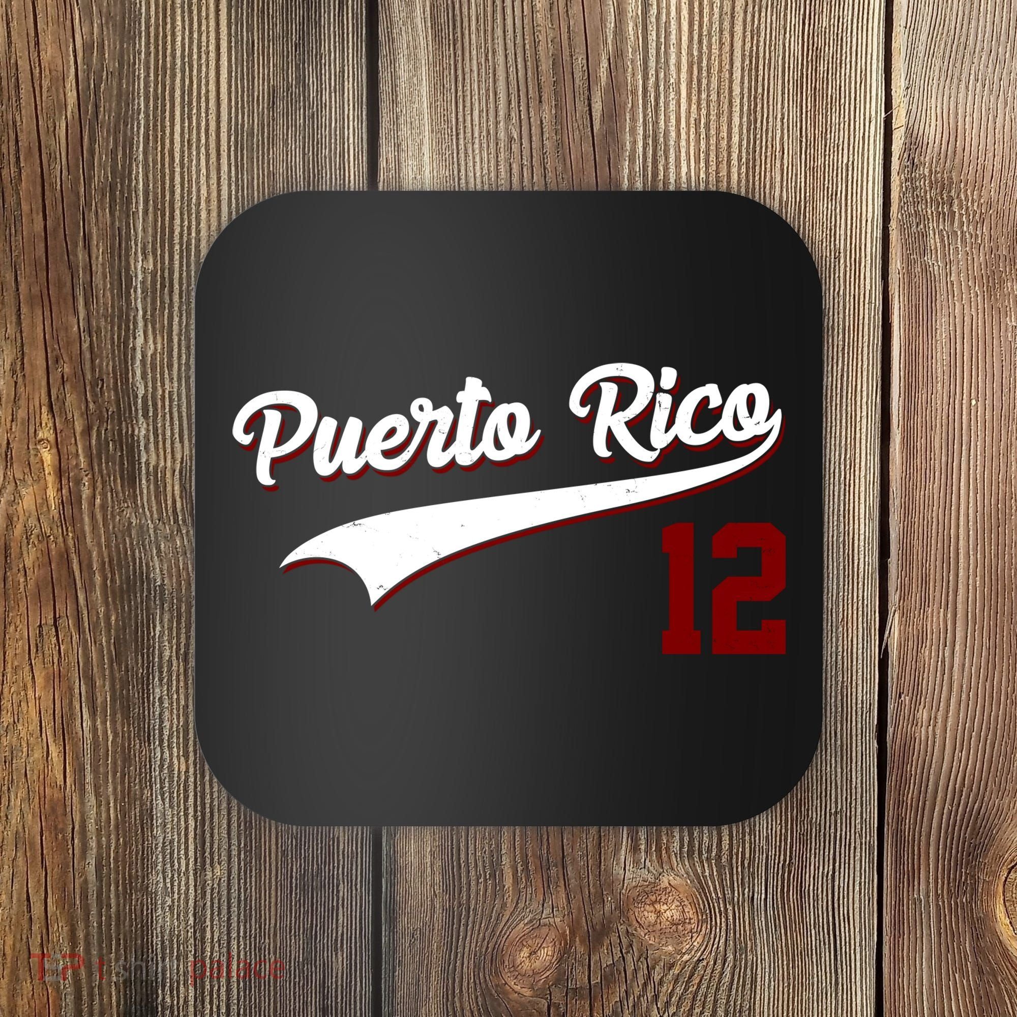 Retro Puerto Rico 12 Beisbol Jersey Boricua Baseball Coaster