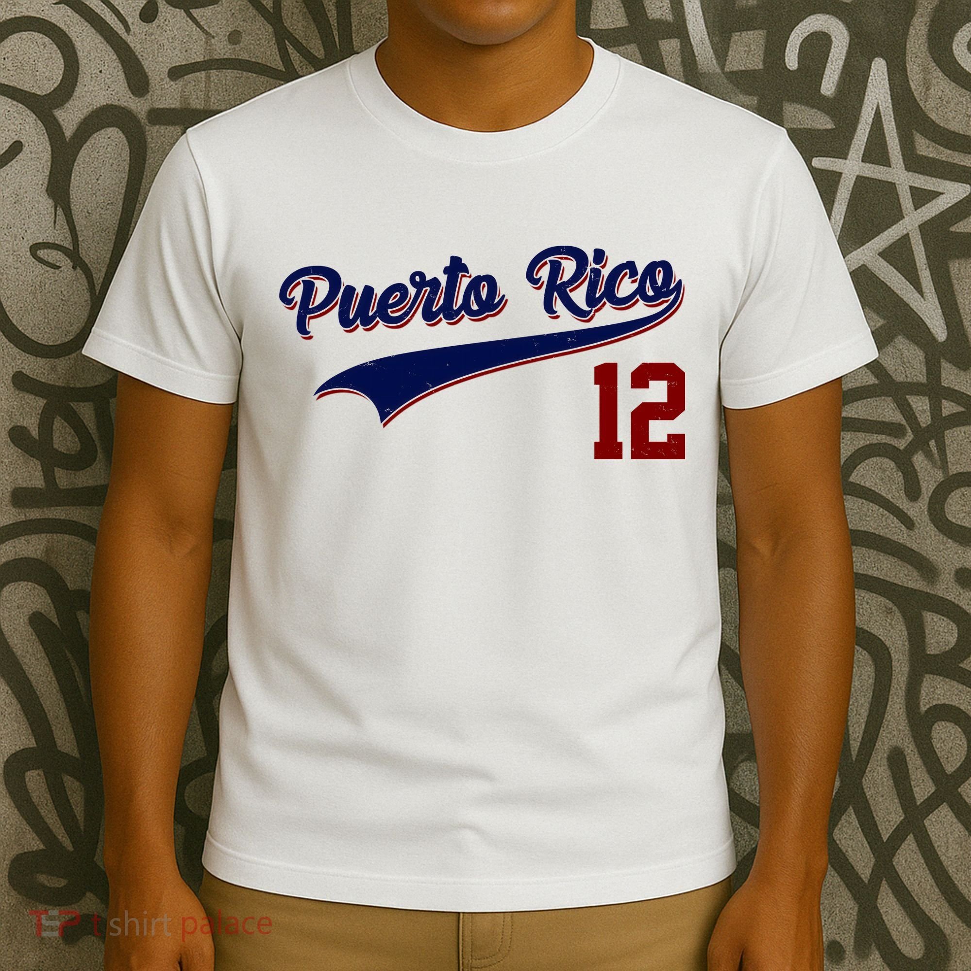 Retro Puerto Rico 12 Beisbol Jersey Boricua Baseball T-Shirt