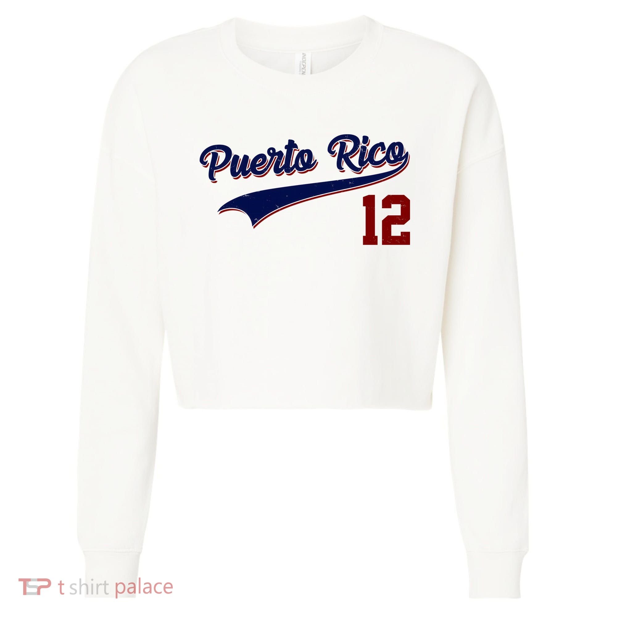Retro Puerto Rico 12 Beisbol Jersey Boricua Baseball Cropped Pullover Crew