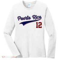 Retro Puerto Rico 12 Beisbol Jersey Boricua Baseball Women's Long Sleeve Shirt thumb 0