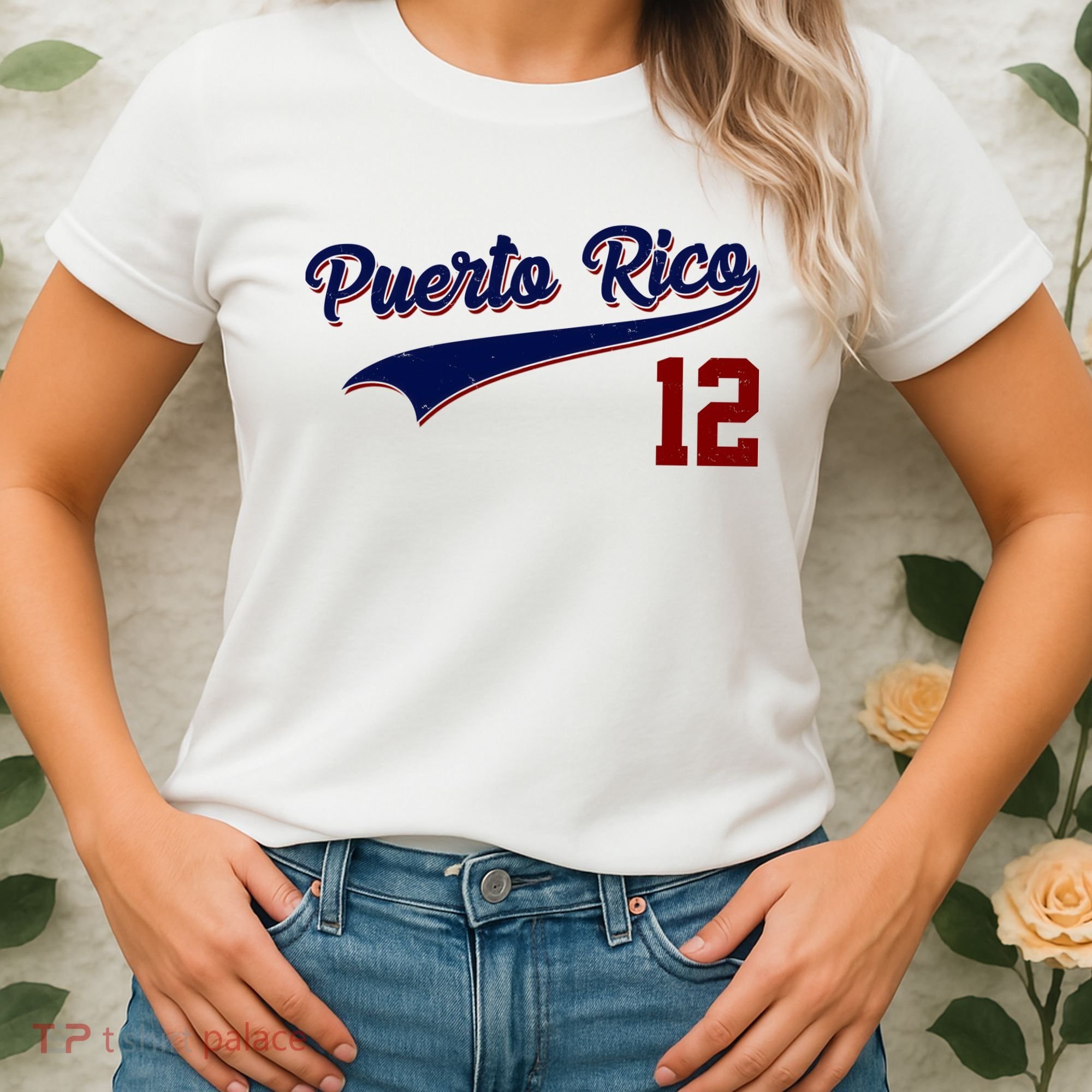 Retro Puerto Rico 12 Beisbol Jersey Boricua Baseball Women's T-Shirt