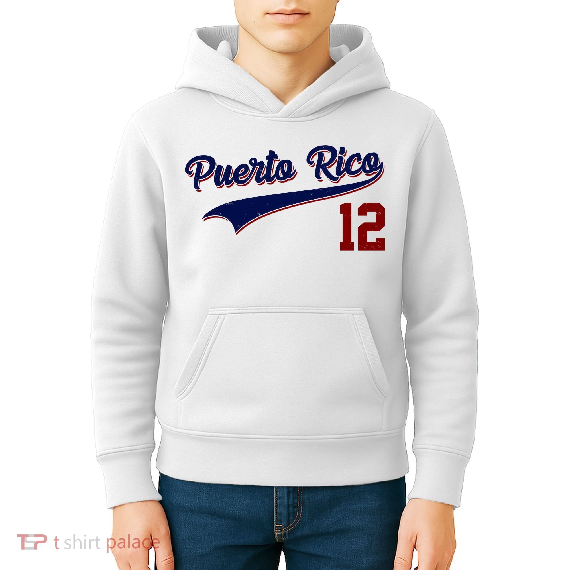 Retro Puerto Rico 12 Beisbol Jersey Boricua Baseball Kids Hoodie