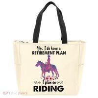 Retirement Plan Riding Horses Horse Lover Funny Horseback Tote Bag thumb 0