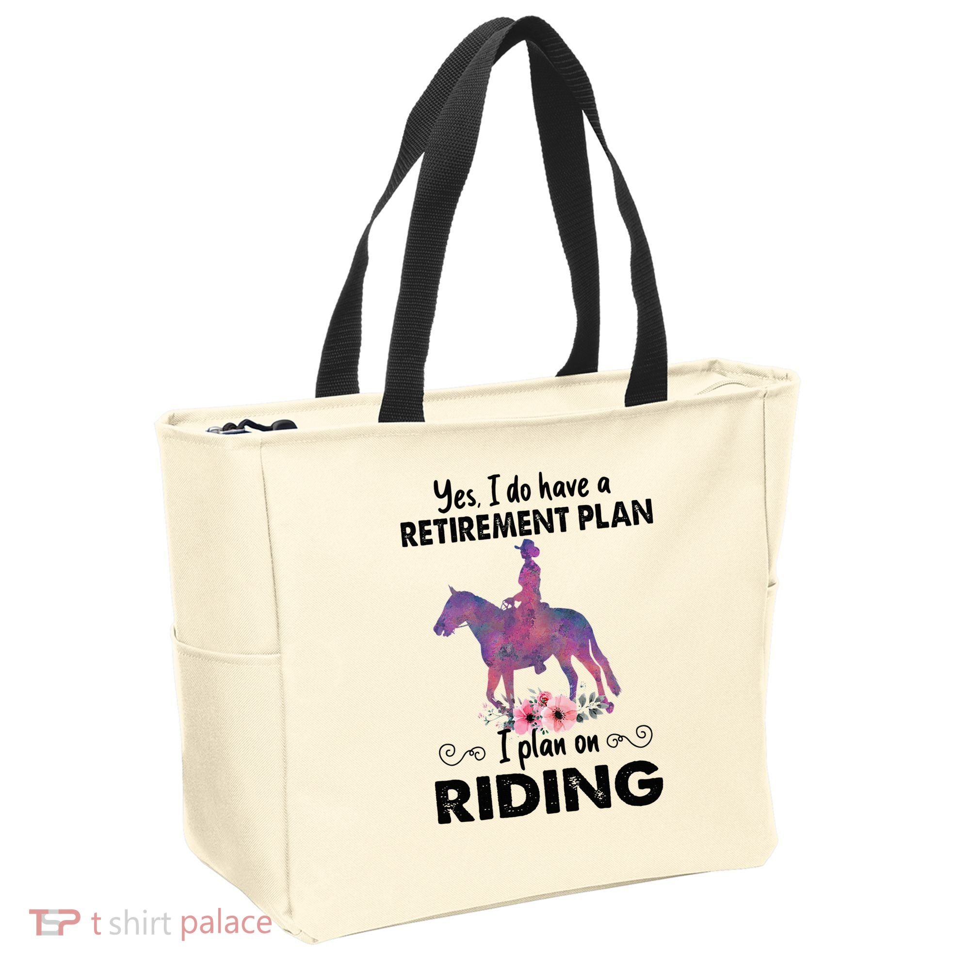 Retirement Plan Riding Horses Horse Lover Funny Horseback Tote Bag