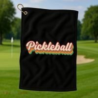 Retro Pickleball Golf Towel thumb 1