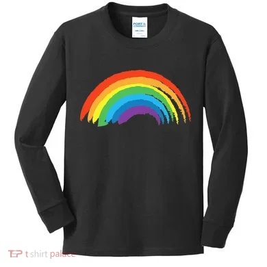 Rainbow Pride Retro Kids Long Sleeve Shirt