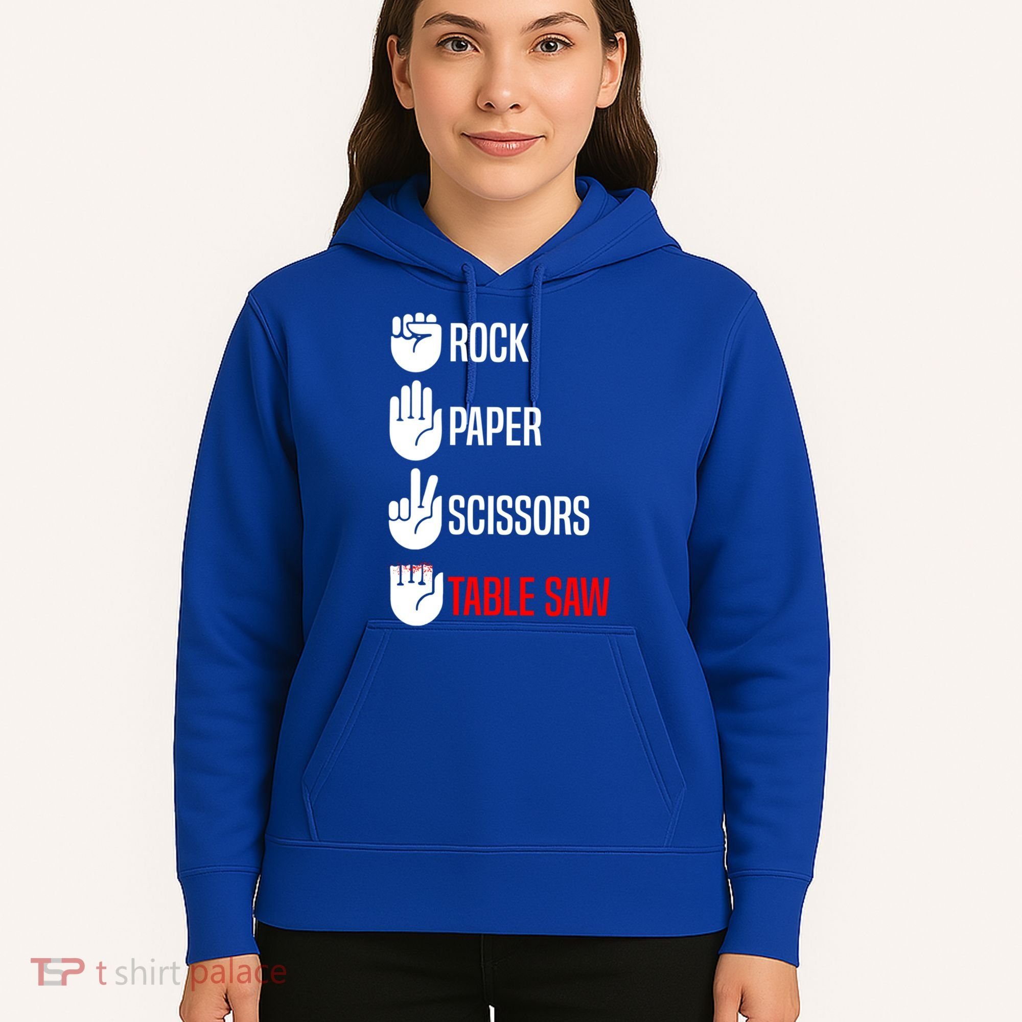 Rock Paper Scissors Table Saw Funny Woodworking Woodworker Gift Hoodie