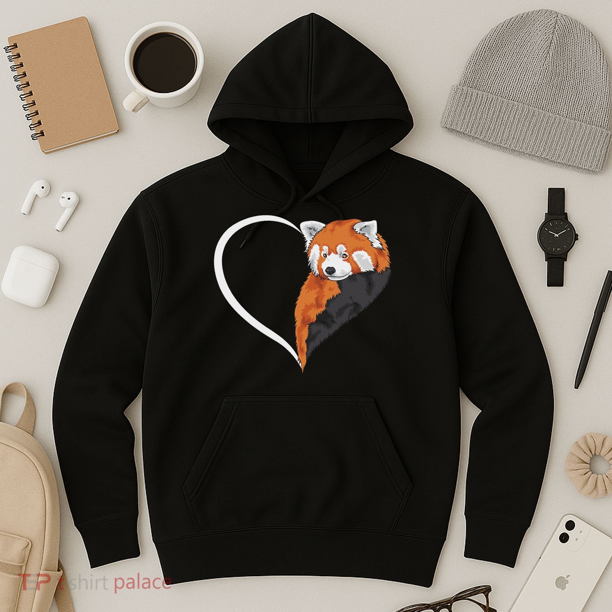 Red Panda S For Women Heart Cute Red Panda Hoodie