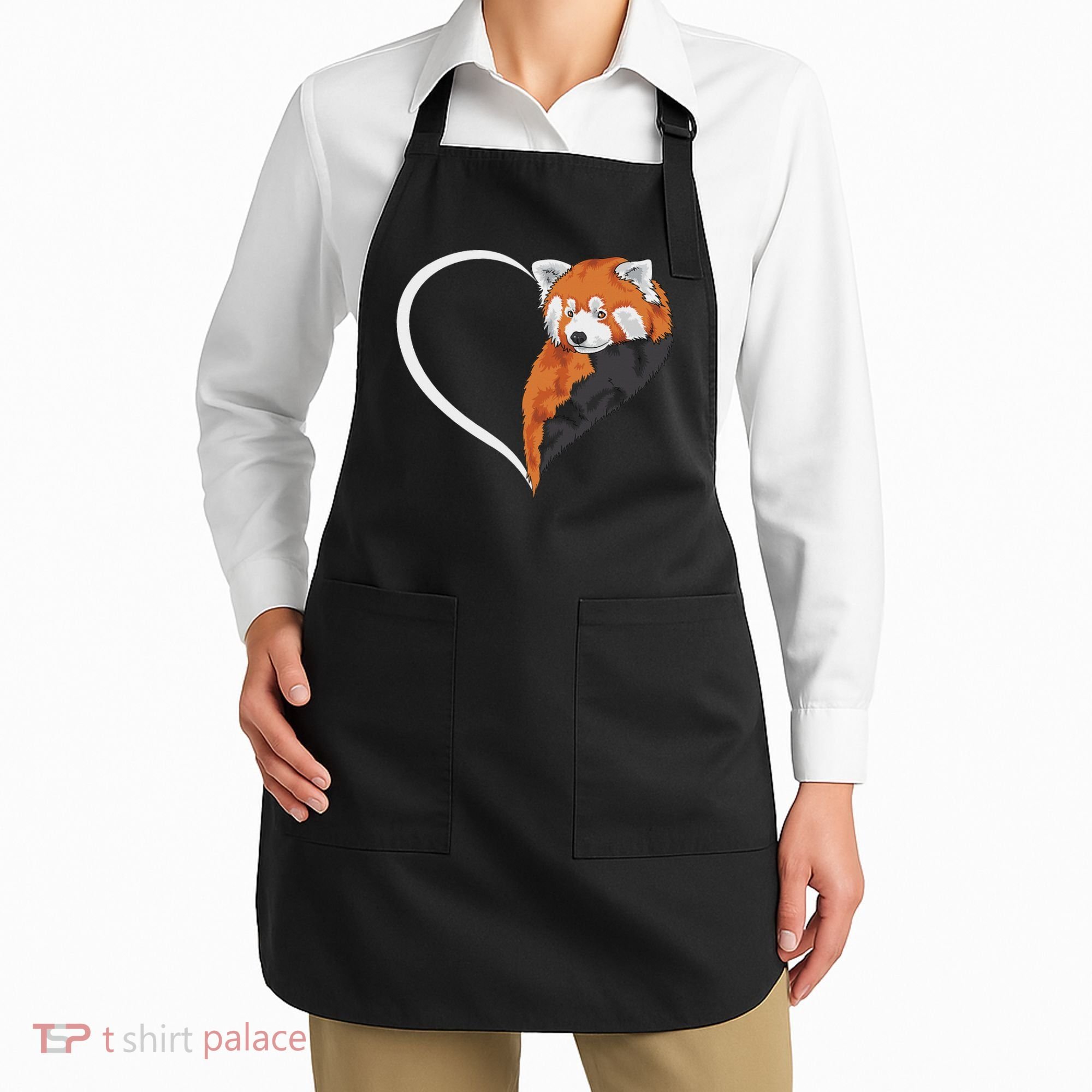 Red Panda S For Women Heart Cute Red Panda Apron