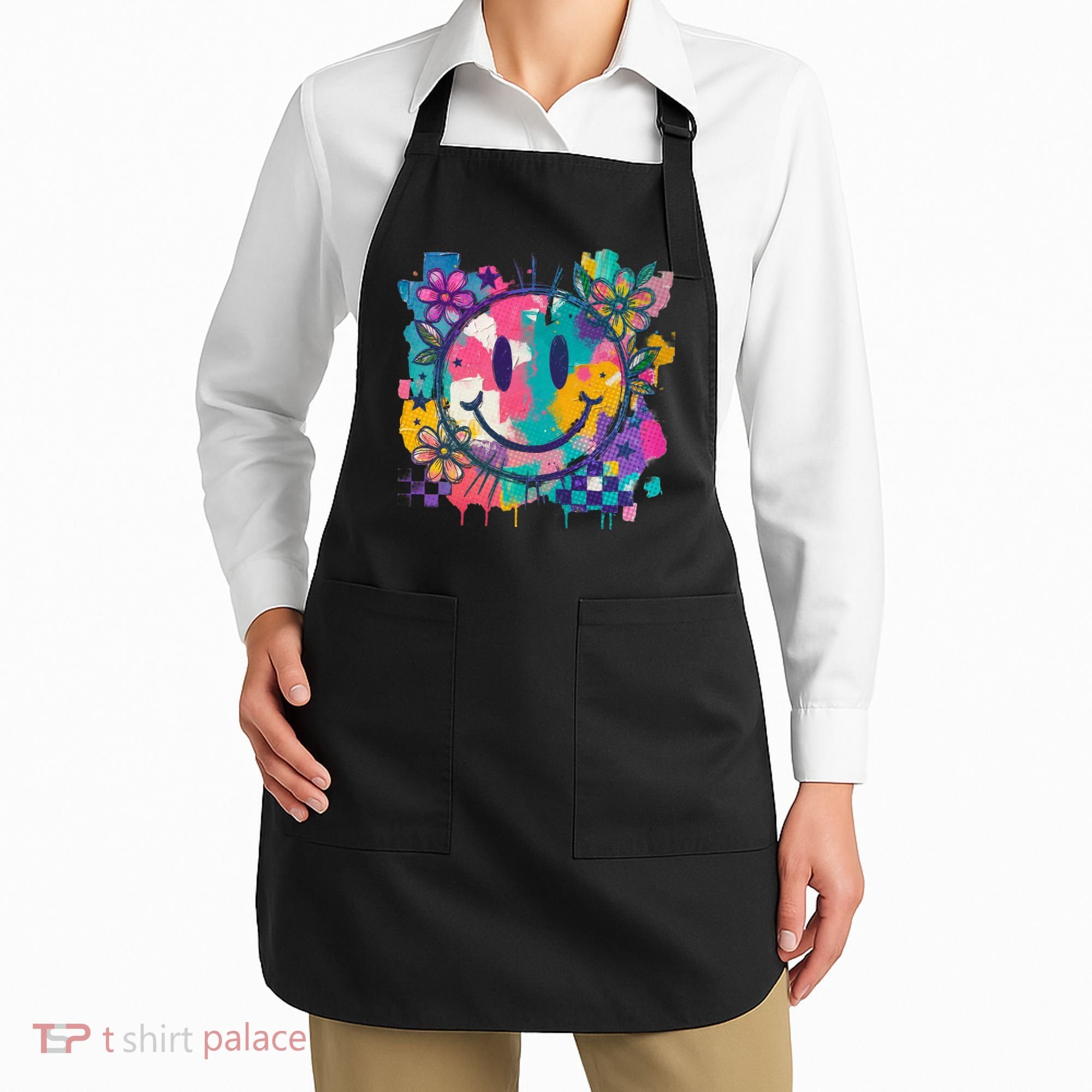 Retro Painted Smiley Emoji Apron