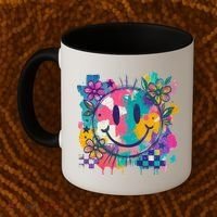 Retro Painted Smiley Emoji Coffee Mug thumb 2