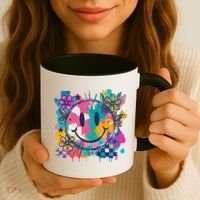Retro Painted Smiley Emoji Coffee Mug thumb 3